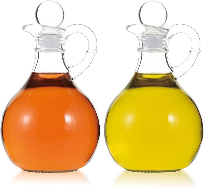 Oil and Vinegar Cruet Set of 2, Glass Oil and Vinegar Dispenser with Airtight Stopper, Glass Cond... | Amazon (US)