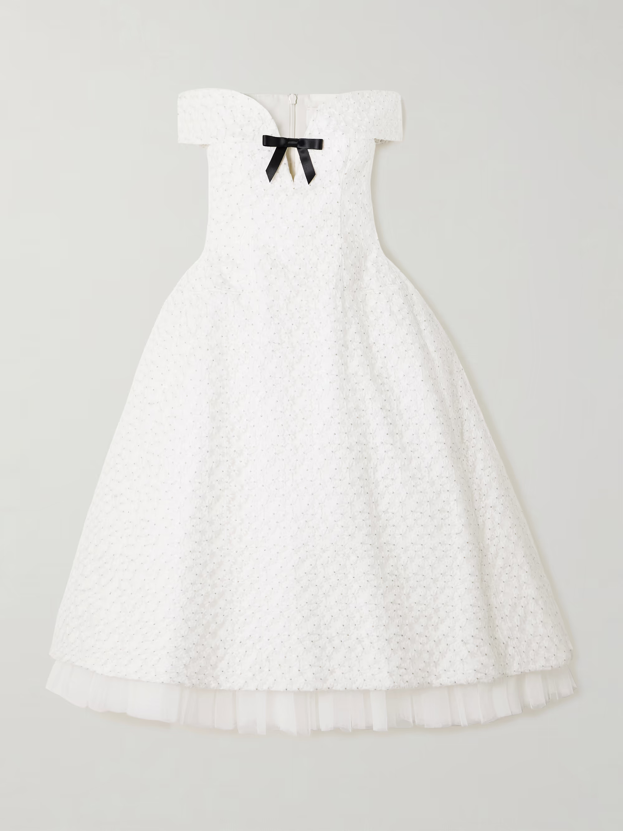 Off-the-shoulder embellished embroidered tulle midi dress | NET-A-PORTER (US)