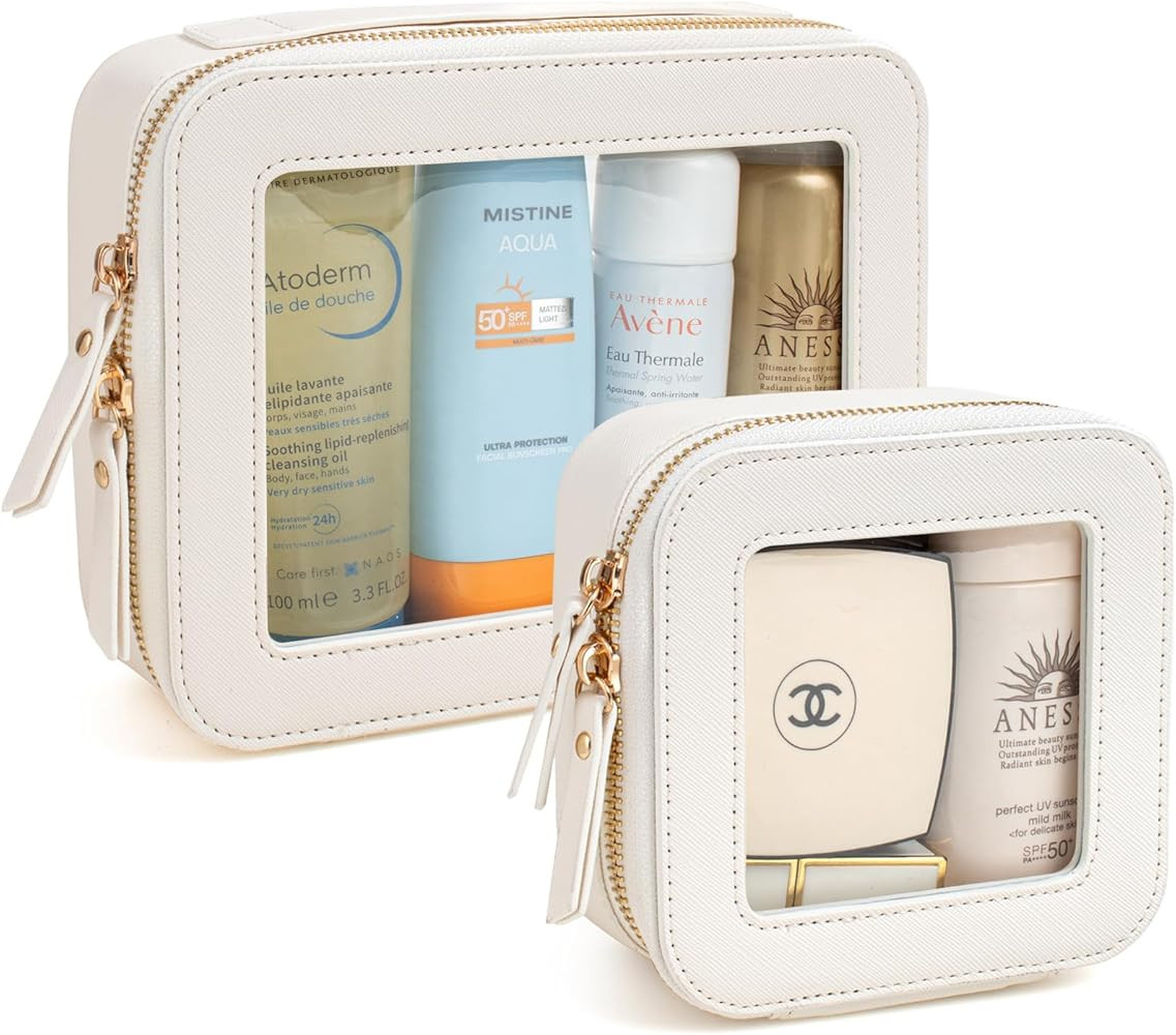 KOTORA Small Makeup Bag for Purse Cute Travel Makeup Bag Clear Cosmetic Bag with Zipper, Car Make... | Amazon (US)