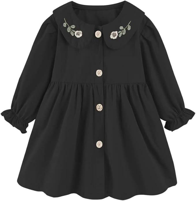 Mud Kingdom Little Girls Vintage Dress Lace Trim Dots A-Lined Casual | Amazon (US)