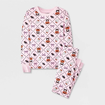 Toddler Girls' Halloween 2pc Hello Kitty Viscose Snug Fit Pajama Set - Pink 5T | Target