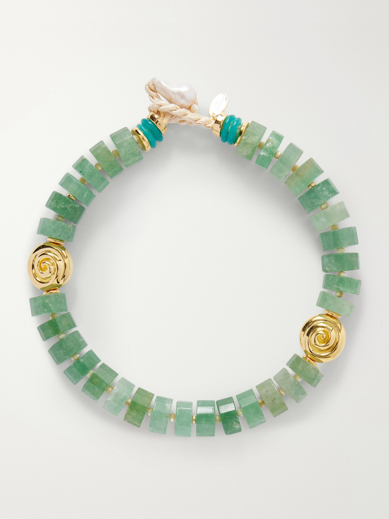 Lizzie Fortunato - Nautilus Gold-tone, Pearl And Quartz Necklace - Green | NET-A-PORTER (US)