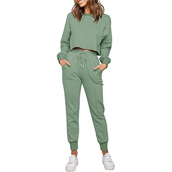 ZESICA Women's Long Sleeve Crop Top and Pants Pajama Sets 2 Piece Jogger Long Sleepwear Loungewea... | Amazon (US)