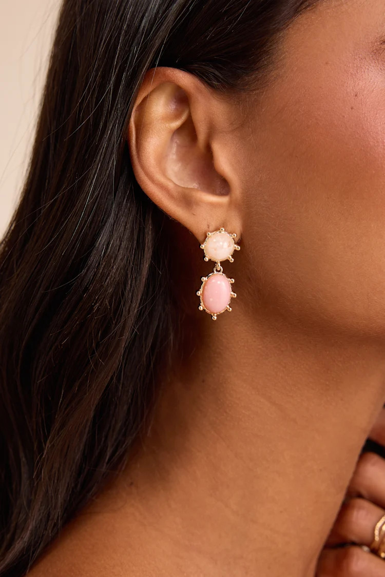 Reva Blush and Gold Drop Earrings | Lulus