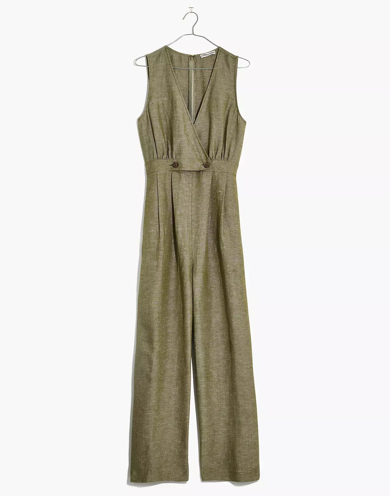 Petite Linen Button-Waist Wide-Leg Jumpsuit | Madewell