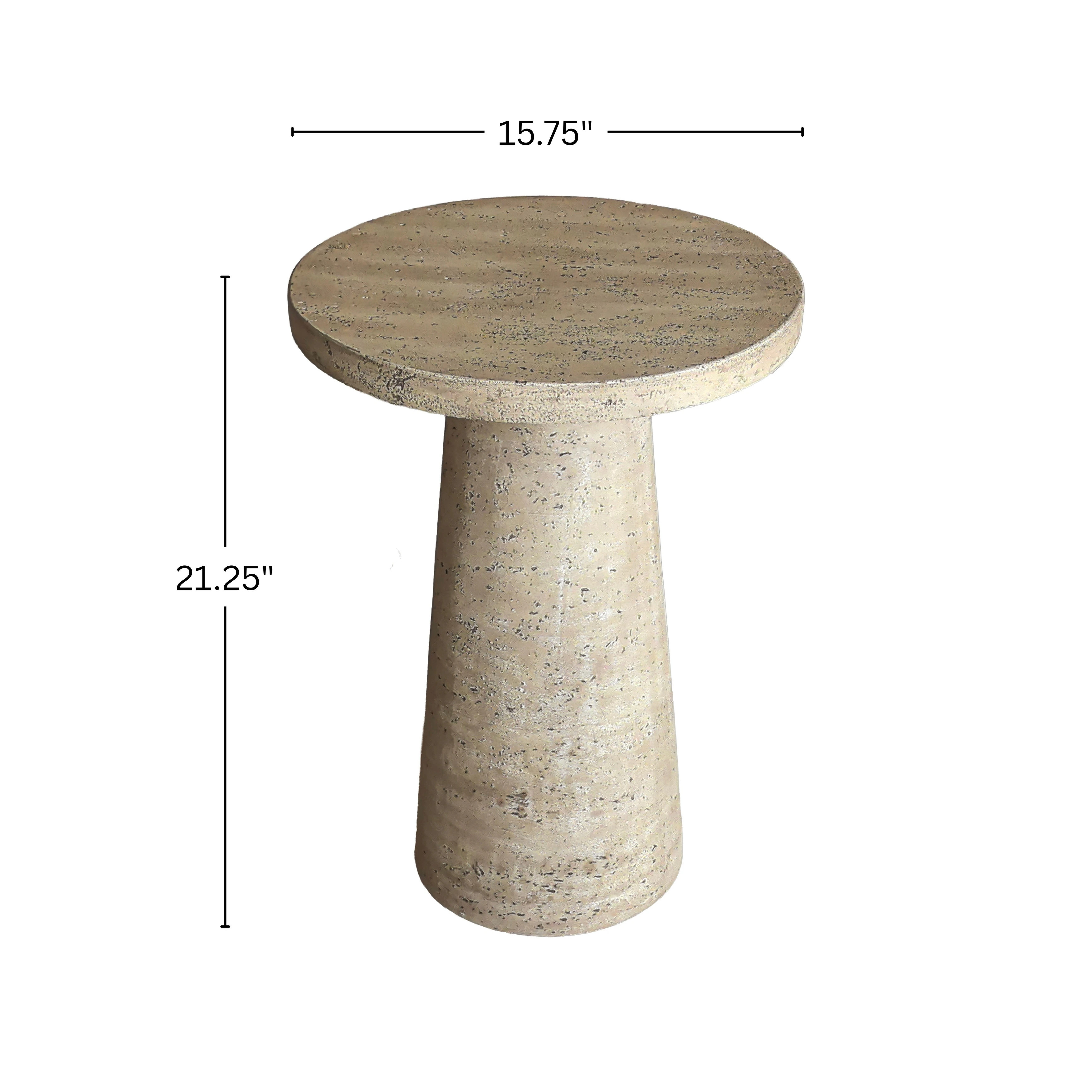 Roundhill Furniture Cortelle Indoor/Outdoor Faux Travertine Round End Table - Taupe | Bed Bath & Beyond