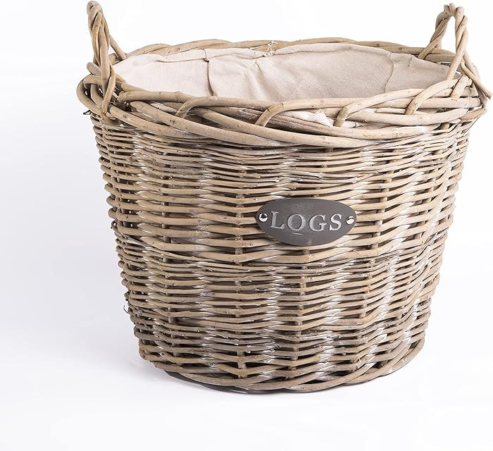 Rustic Countryside Style Chunky Wicker Fireside Heavy Duty Log Baskets Kindling Wood Basket | Amazon (UK)