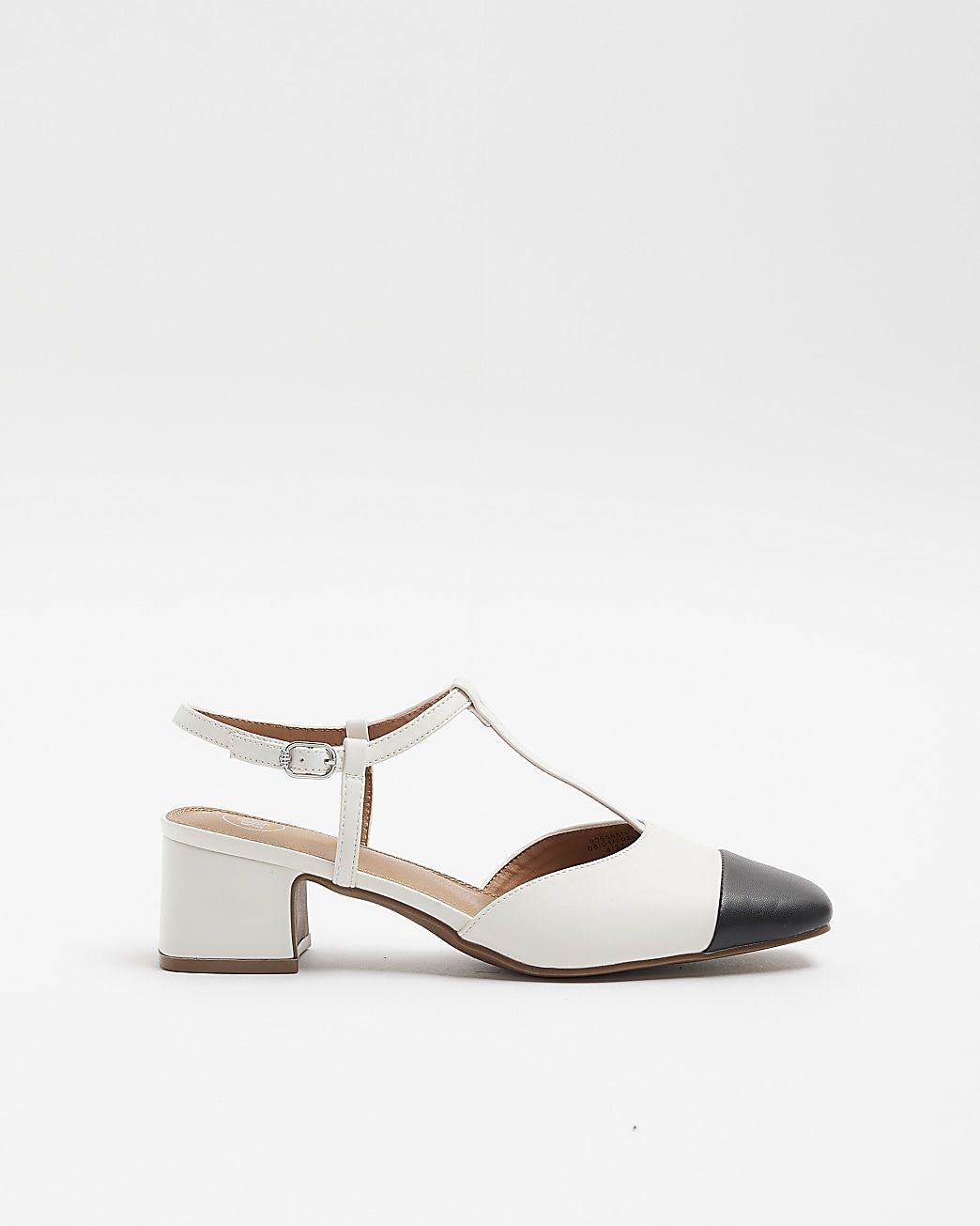 White block heeled court shoes | River Island (UK & IE)