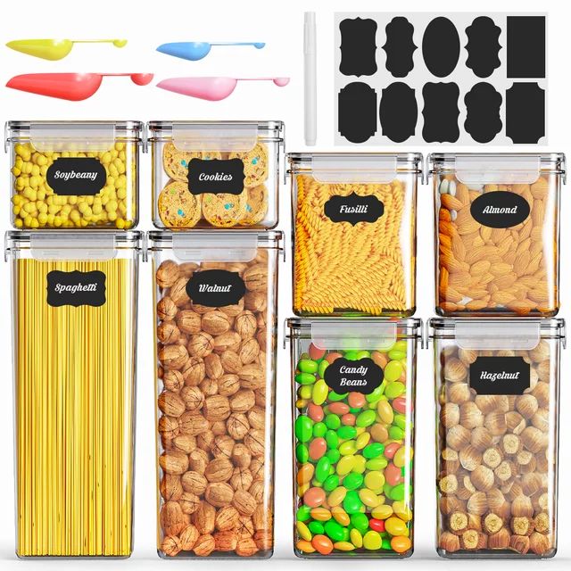GPED Airtight Food Storage Containers with Lids, 8 PCS Plastic Kitchen and Pantry Organization Ca... | Walmart (US)