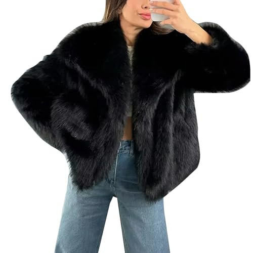 Flygo Women's Faux Fur Coat Fluffy Faux Fur Jacket Long Sleeve Lapel Furry Winter Jackets Shaggy ... | Amazon (US)