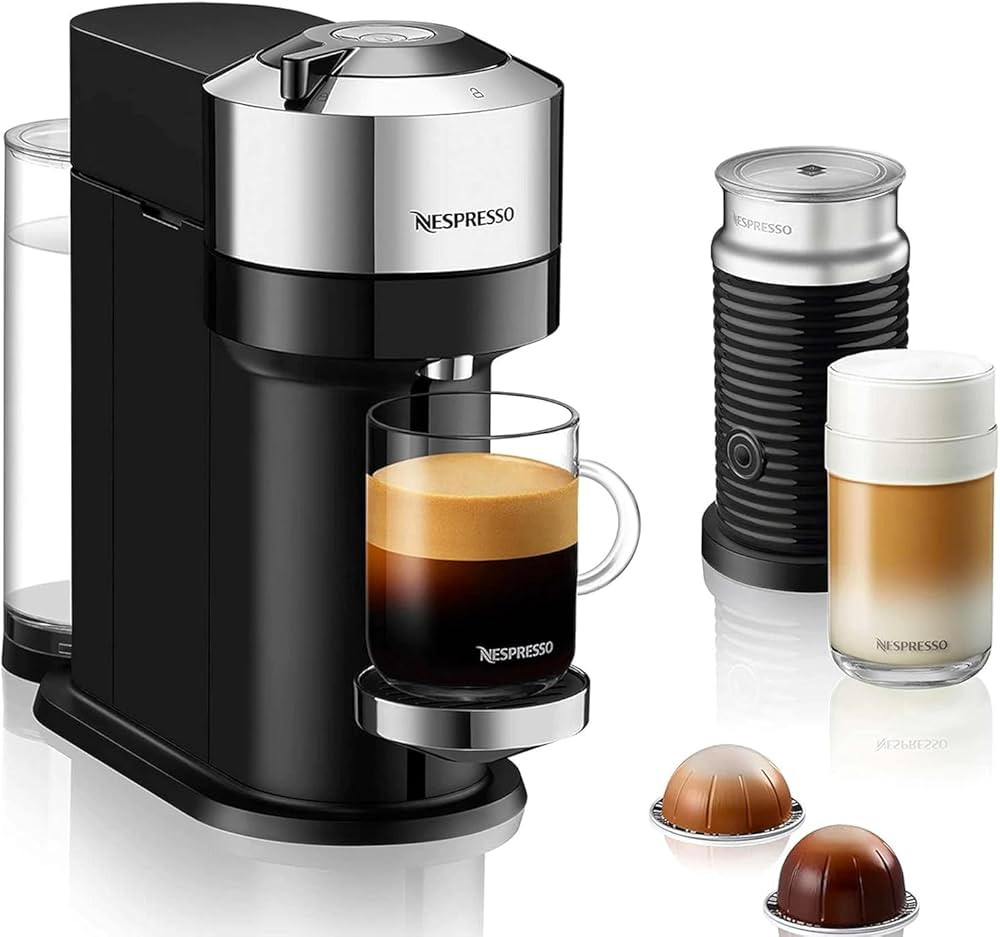 Nespresso De'Longhi Vertuo Next Deluxe by De'Longhi with Aeroccino - Chrome | Amazon (US)