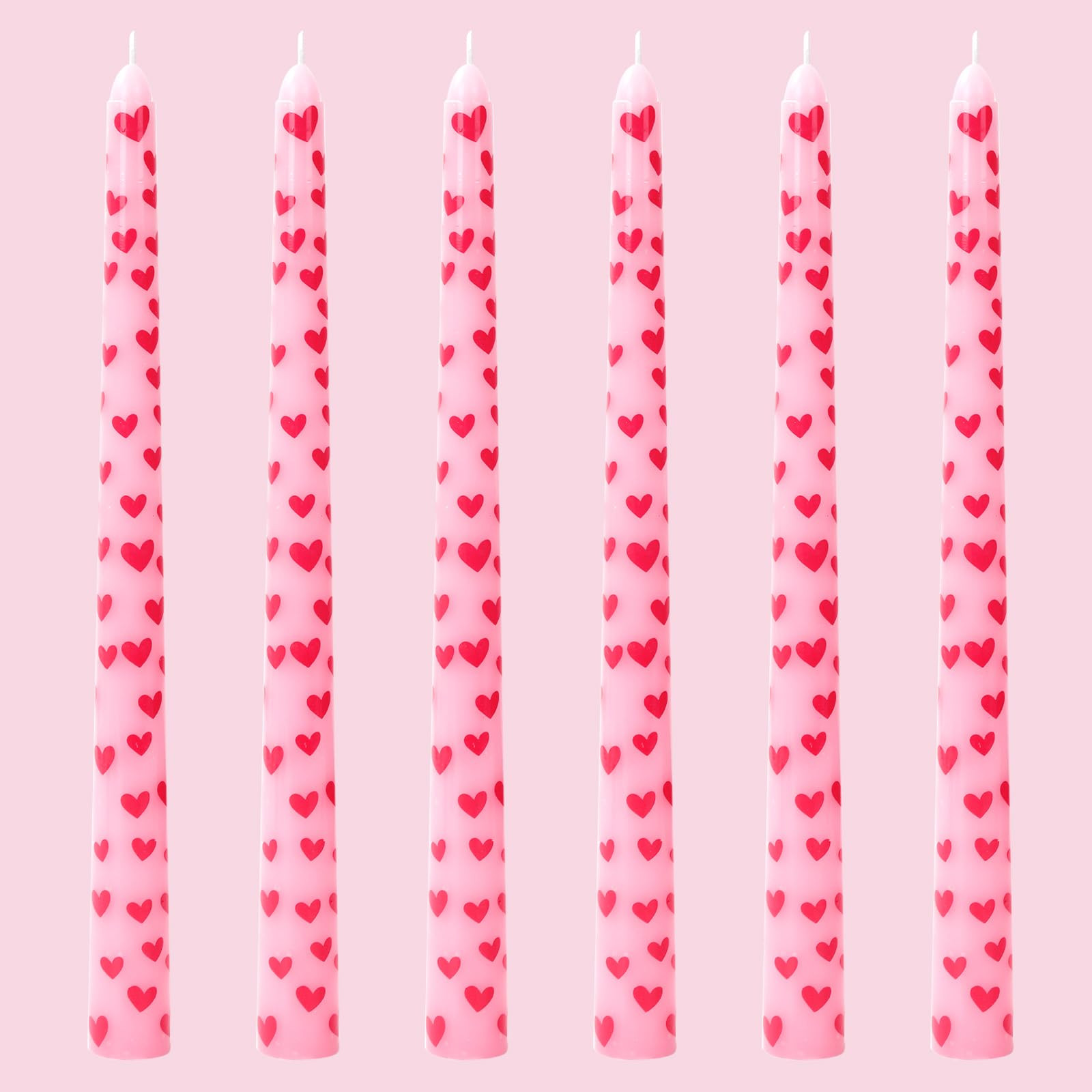 6Pcs Heart Taper Candles 10 Inch Valentine Pink Red Heart Decorative Candles Long Unscented Candl... | Amazon (US)