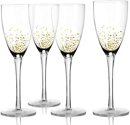 Fitz and Floyd Luster Set of 4 Lead-free Stemless Wine Goblets Glasses, 3x7.5, Gold | Amazon (US)