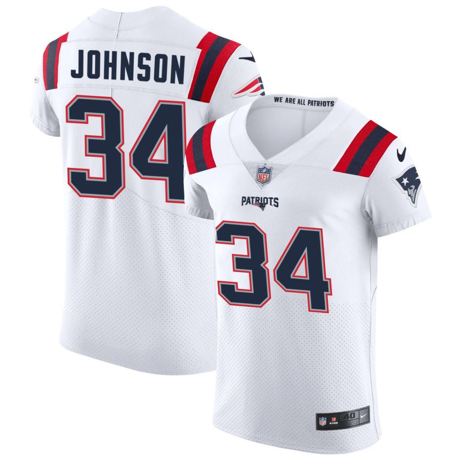 D'Ernest Johnson Men's Nike White New England Patriots Vapor Elite Custom Jersey | Fanatics