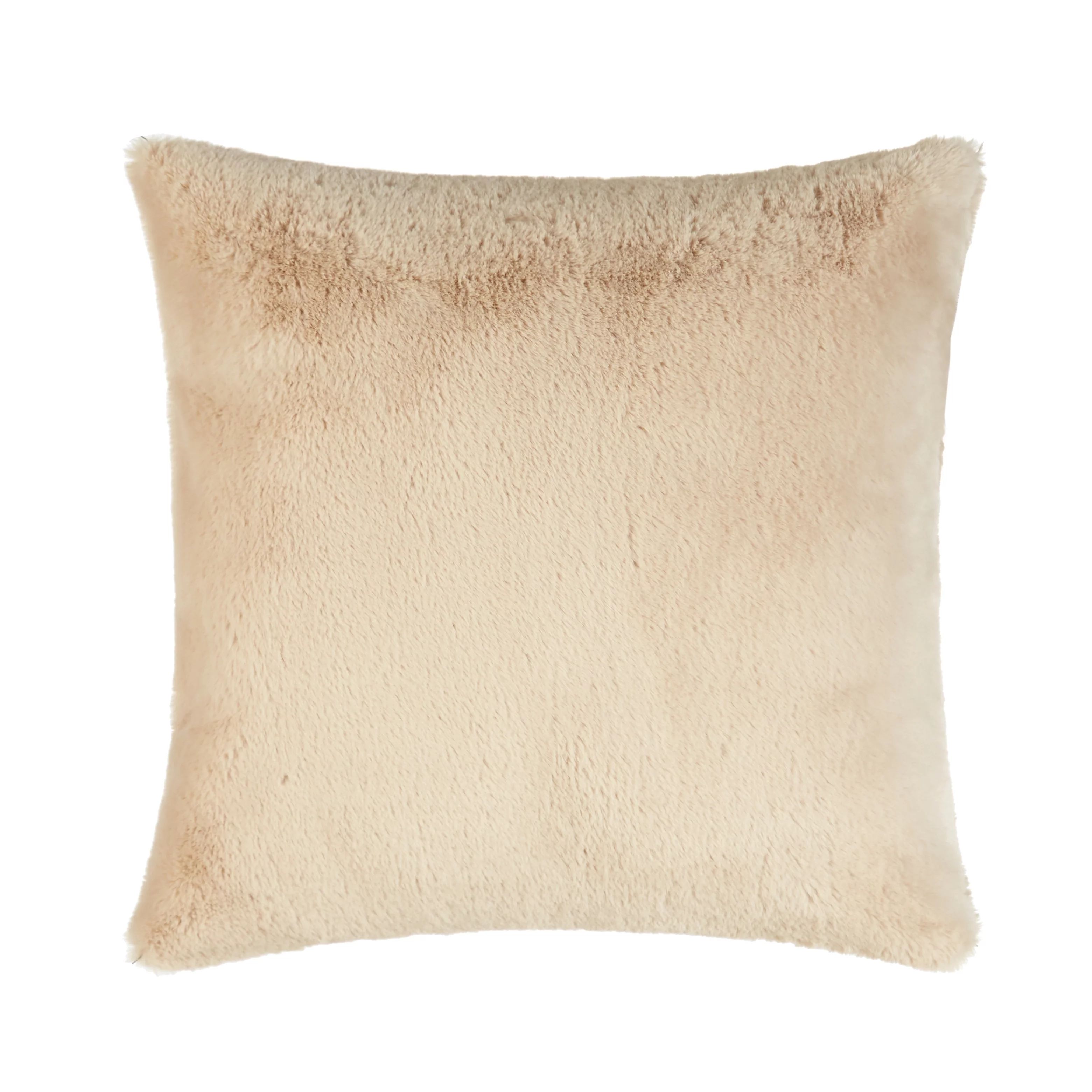 Mainstays Faux Fur Soft Pillow, 18 x 18, Tan | Walmart (US)