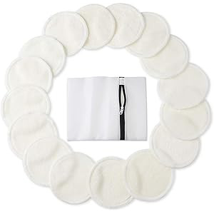 PHOGARY Reusable Cotton Rounds(16 Pack),3.15 inch Organic Cotton Pads, Bamboo Makeup Remover Pads... | Amazon (US)