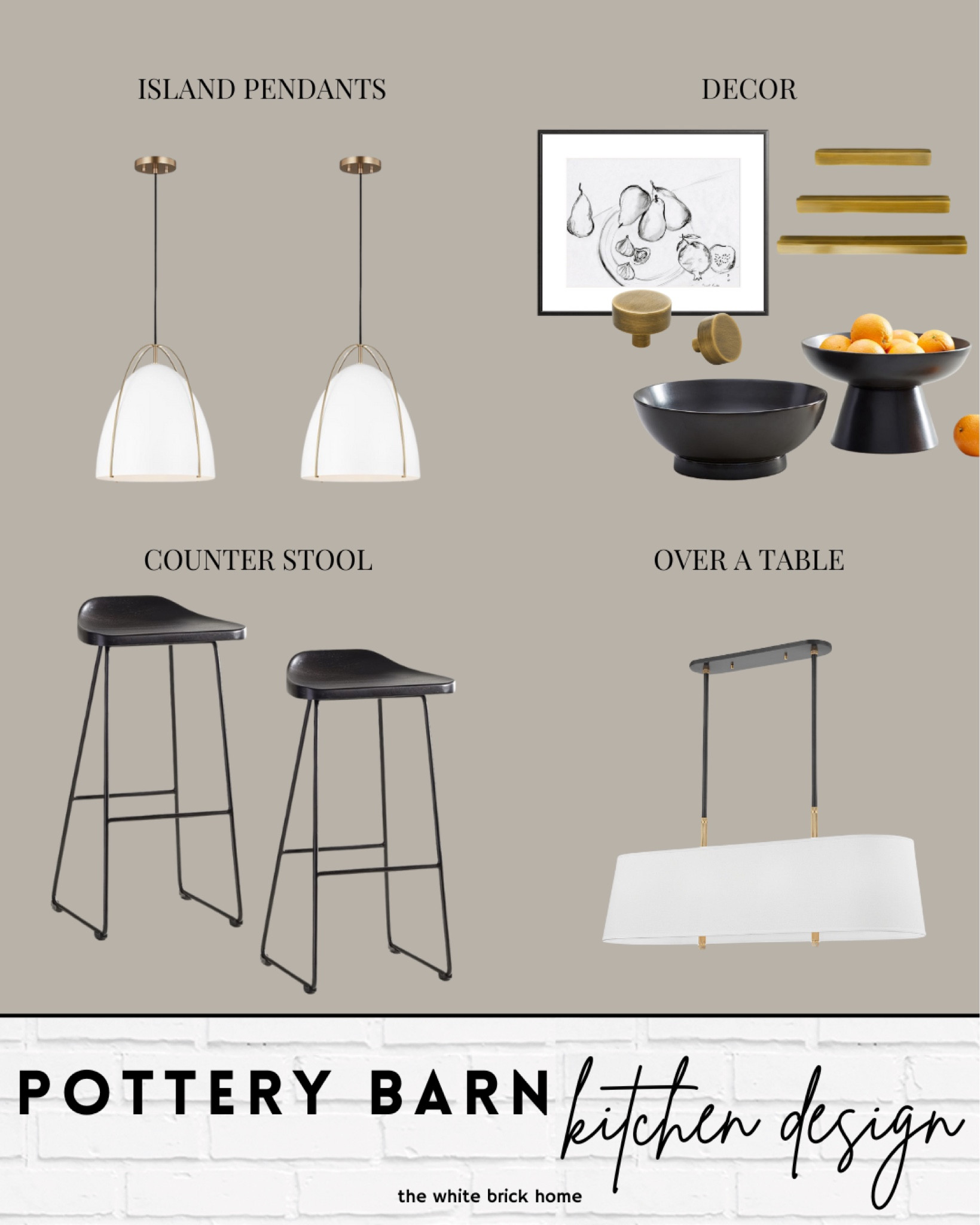 A beautiful start for a black and brass kitchen, all sourced through pottery barn for a cohesive feel 🖤

Pottery barn, pottery barn kitchen, kitchen pulls, cabinet pulls, kitchen island pendant, chandelier, pottery barn light fixture, kitchen stool, counter stool, kitchen home decor, home decor, kitchen light fixtures, modern home design, kitchen, modern kitchen, kitchen counter home decor, counter stools. 

#LTKHome #LTKStyleTip #LTKSaleAlert