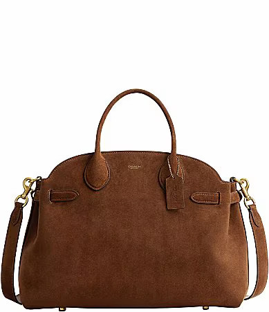 COACH Soft Empire 40 Carryall Suede Satchel Bag - Warm Brown | Dillard's