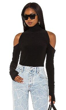 Norma Kamali Open Shoulder Halter Top in Black from Revolve.com | Revolve Clothing (Global)