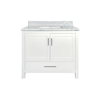 36-in Caen Bath Vanity with Carrara Marble Top, White | The Home Depot