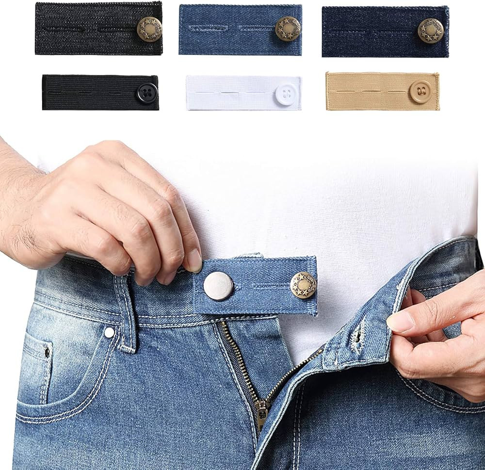 Denim Waist Extenders for Men and Women(6 Pack), Adjustable Waistband Expanders for Jeans Trouser... | Amazon (US)
