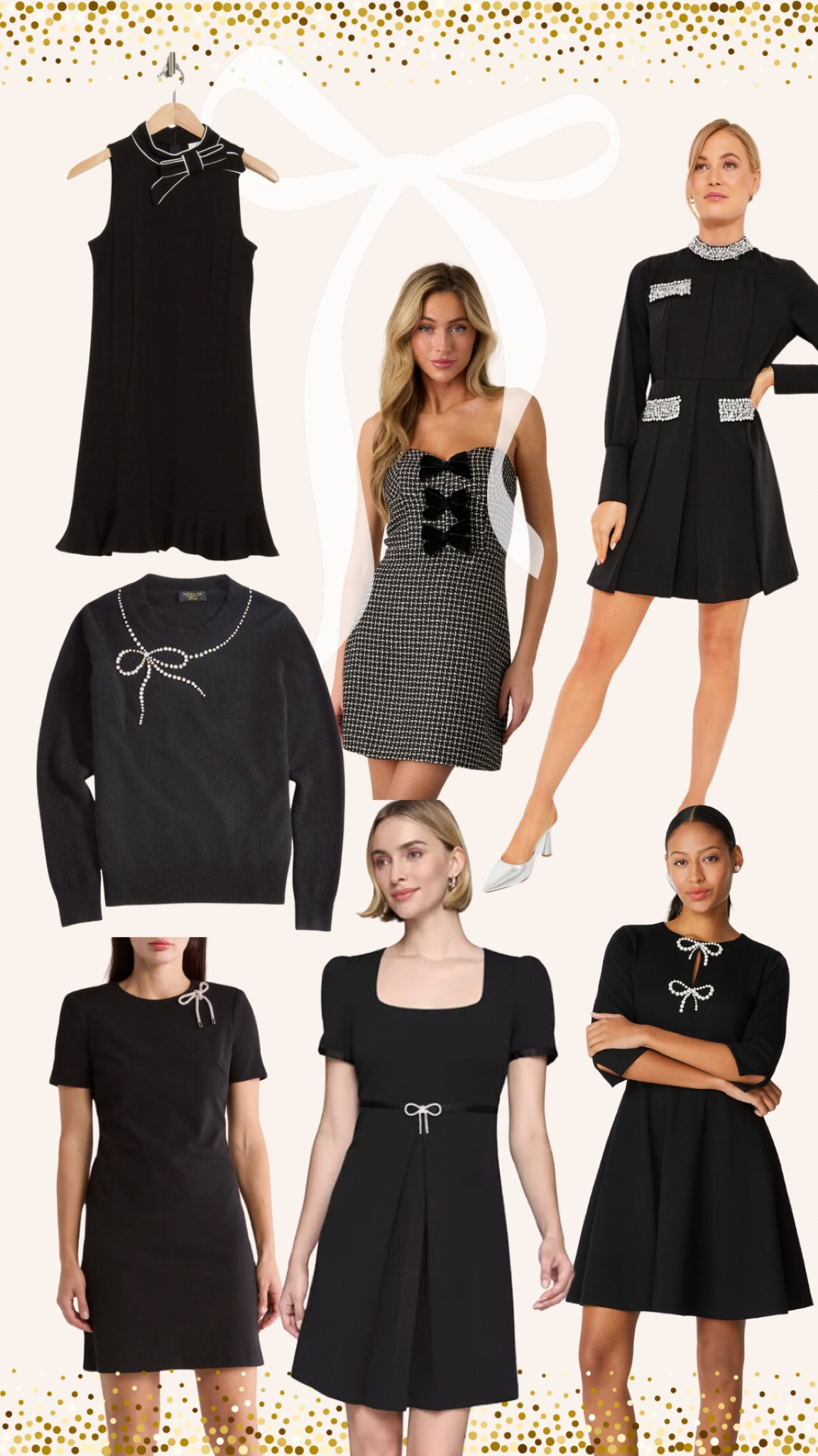 Bows and little black dress are popular and oh so fun this holiday season! Mine from Lulus is sold out but these are great options! 🤩✨🩷

#LTKOver40 #LTKParties #LTKHoliday