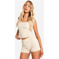 Womens Stripe Cami And Short Set - White - 6 | boohoo (US & Canada)