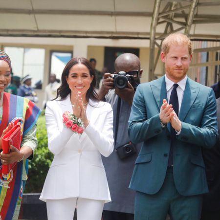 We’re loving Meghan Markle’s look of coordinated white separates while in Nigeria on an official visit. The blazer, from Altuzzara, was actually seen in 2018 as well.

#LTKover40 #LTKworkwear