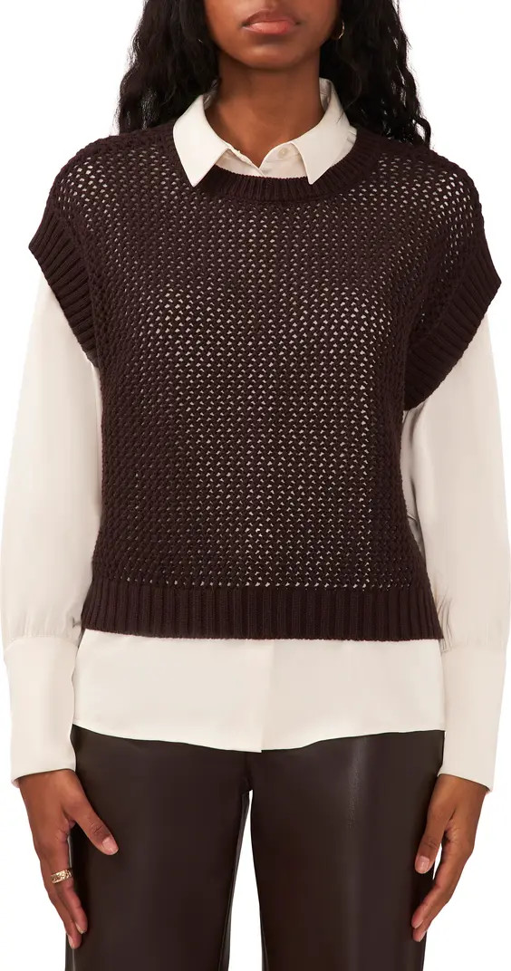 Open Stitch Cotton Crop Sweater Vest | Nordstrom