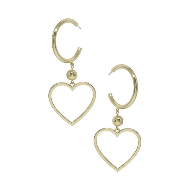 Ettika Women's Gold Tone Statement Heart Hoop Earrings - Walmart.com | Walmart (US)