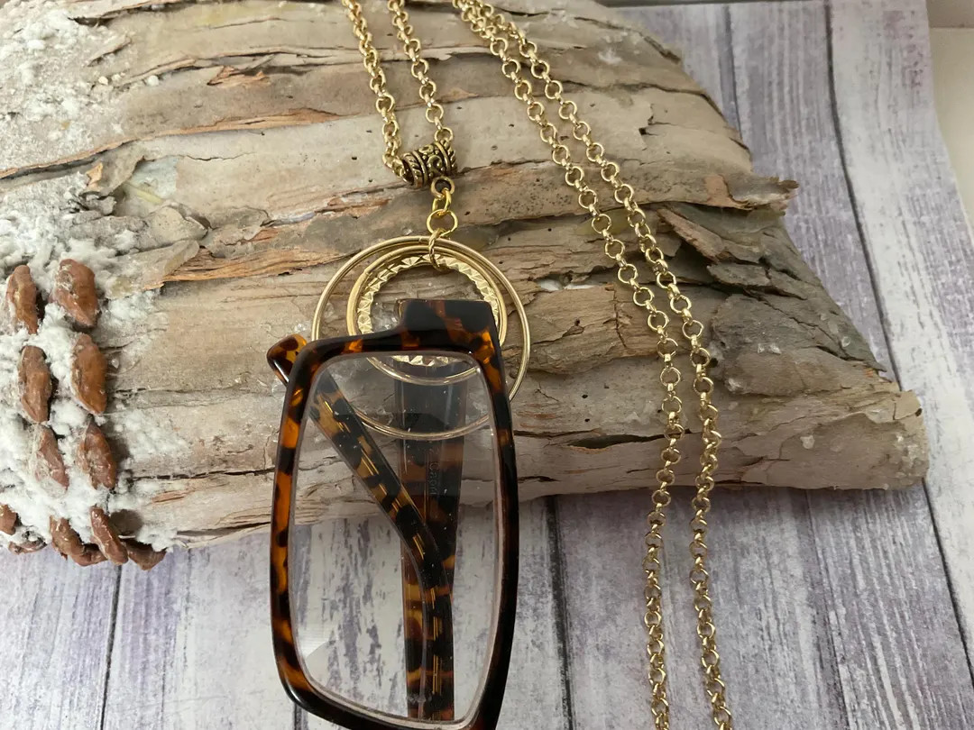 Gold Circle Eyeglasses Holder Necklace: 3-tier Pendant Chain - Etsy | Etsy (US)