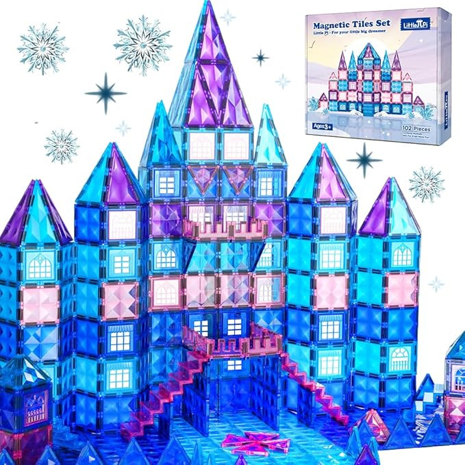 Little Pi 102pcs Frozen Princess Castle Magnetic Tiles Building Blocks - 3D Diamond Blocks, STEM ... | Amazon (US)