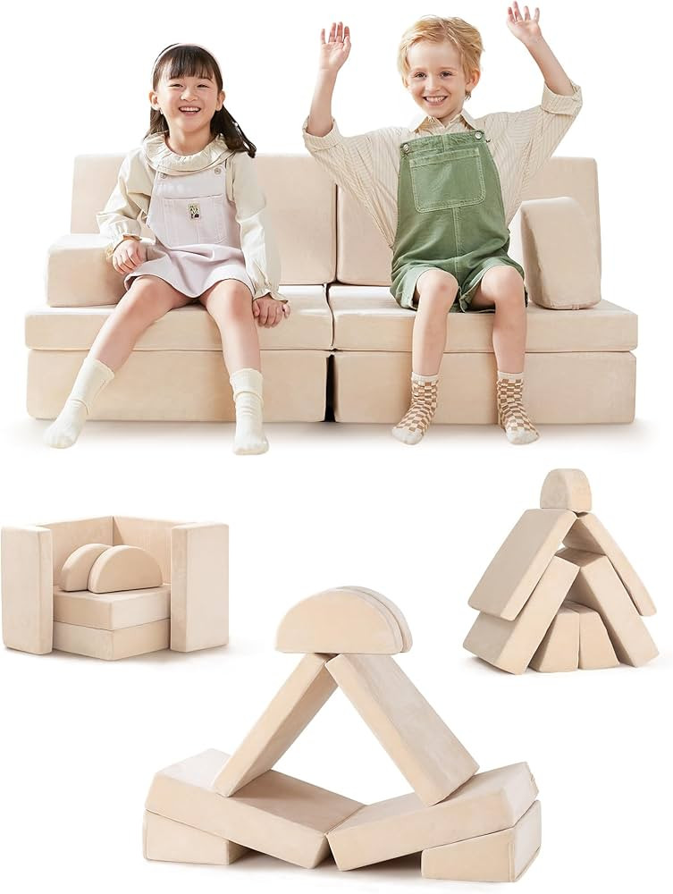 Tiny Land Kids Couch, 8PCS Modular Kids Play Couch, Toddler Couch for Children Room, Play Room Fu... | Amazon (US)