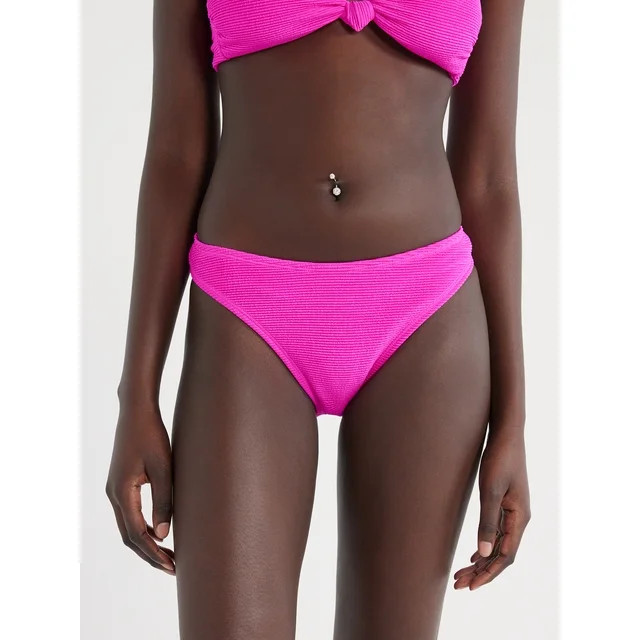 No Boundaries Juniors’ Popcorn Texture High-Cut Leg Bikini Bottoms, Sizes XS-XL | Walmart (US)