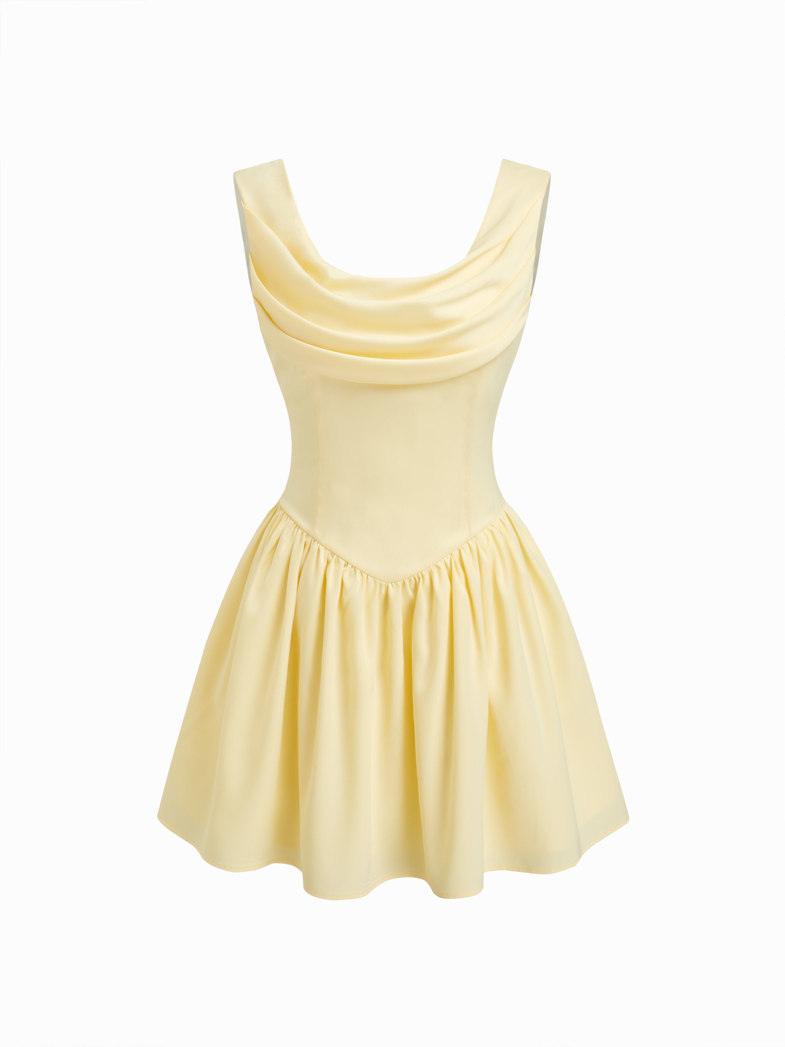 Woven Cowl Neck Ruffle Lace Up Mini Dress For Daily Casual | Cider