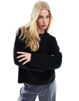 ASOS DESIGN boxy crew neck jumper in black | ASOS (Global)