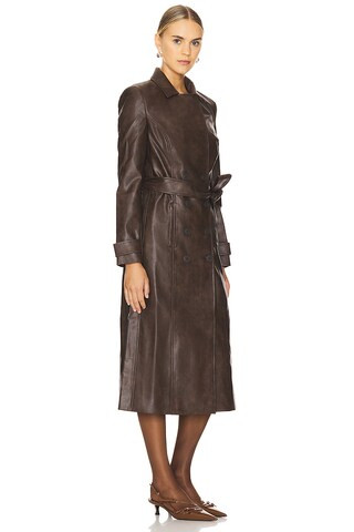 Faux Leather Trench Coat in Dark Chocolate | Revolve Clothing (Global)