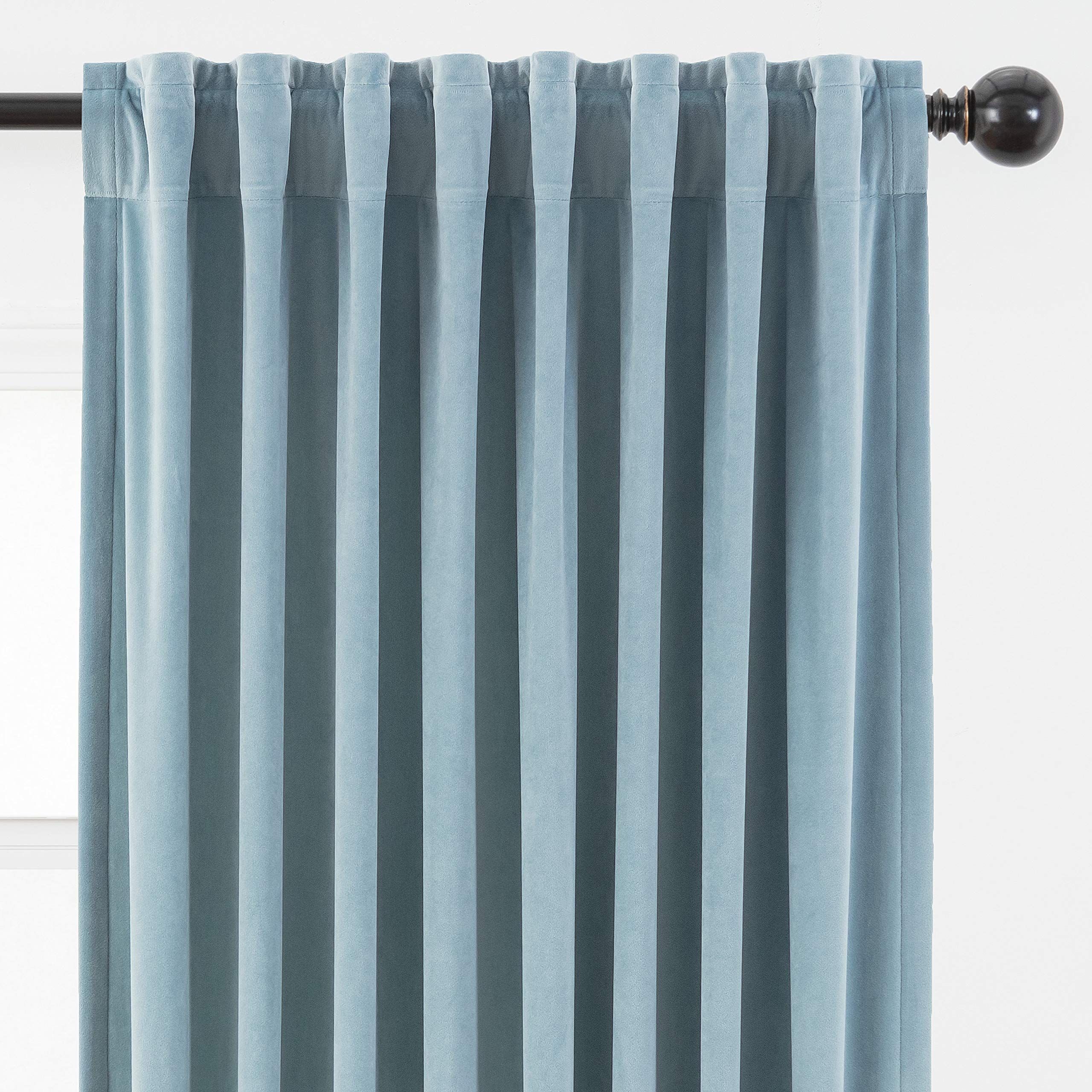 Chanasya Dusty Blue Velvet Curtains Panel Set 2 -Piece - Classy Partial Blackout Curtain Room Darken | Amazon (US)