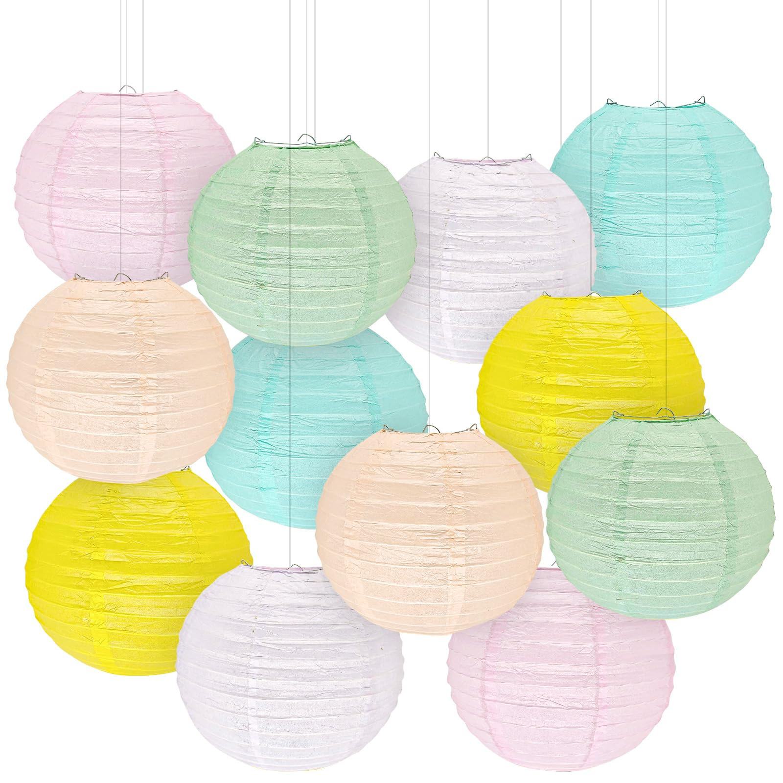 12Pcs 10" Colorful Pastel Paper Lanterns for Spring, Classroom, Children's Room, Mother's Day, Ba... | Amazon (US)
