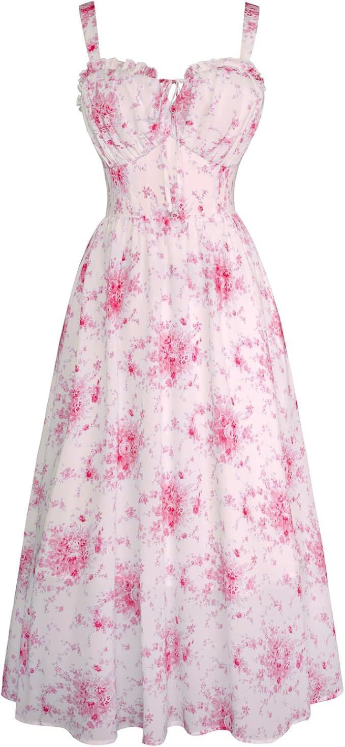 Scarlet Darkness Summer Dresses for Women 2026 Floral Corset Dress Long Milkmaid Dress with Pocke... | Amazon (US)