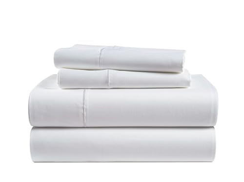LANE LINEN 100% Egyptian Cotton King Sheets Set – 4 Piece Sateen Weave Bed Sheets, Ultra Soft, 16" Deep Pocket, Luxury King Size Sheet Set – White | Amazon (US)