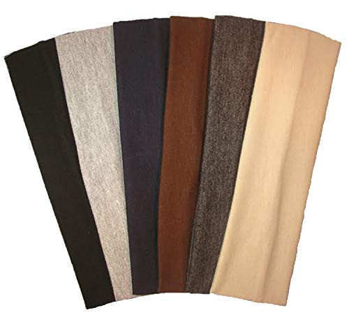 Cotton Headbands 6 Pack Stretch Elastic Yoga Soft and Stretchy Sports Fashion Headband for Teens Women Girls by Kenz Laurenz (6 pc 2" Cotton Headbands-Neutral) | Amazon (US)