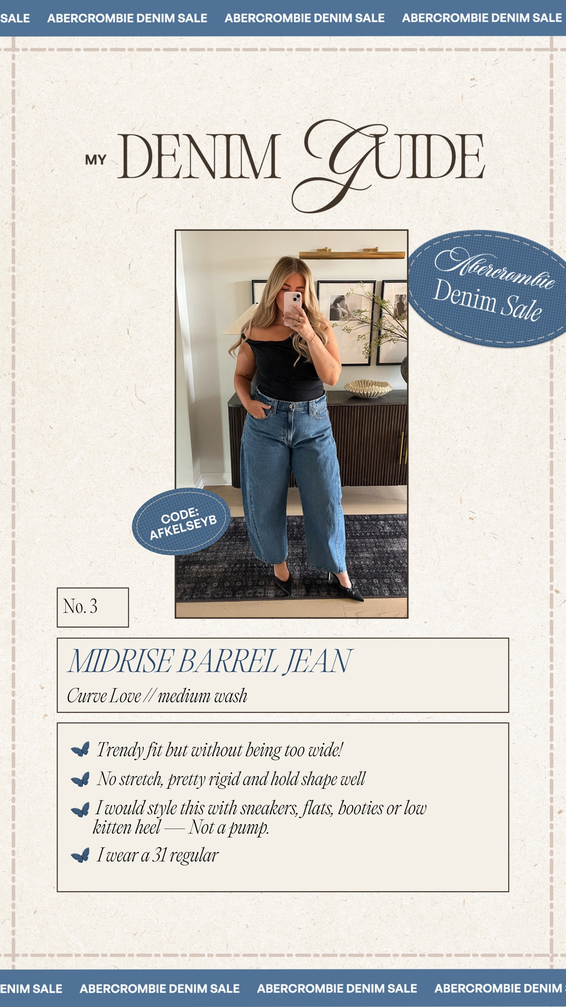 @abercrombie denim sale — Most viral of the year!!! 30% off all denim + 20% off almost everything else. Use my code ‘AFKELSEYB’ for an extra 15% off 🤍 #Abercrombiepartner 

#LTKSaleAlert #LTKMidsize #LTKStyleTip