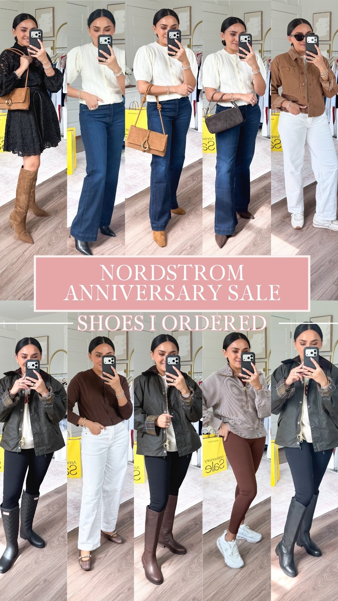 Nordstrom Anniversary Sale Boots, Sneakers, and Flats Try On!
For reference: I’m 5’0, petite, 32b bra size, and 2/26 in bottoms, pear shaped. 
*Everything I share is unaltered! TTS means true to size. Between size 5-6.5 in shoes

Medium brown boots size 5.5 TTS
Elmwood Suede Boots size 5.5 TTS
Espresso boots size 5.5 TTS
Black smooth leather boots size 5.5 TTS
Black leather waterproof boots size 6 TTS
Chocolate Brown leather waterproof boots size 6 TTS
Hunter boots size 6 TTS
White glacier sneakers size 6.5 TTS
Cigar Mesh Gala flats size 5.5 TTS
White Beige sneakers size 6.5 TTS

fall outfit ideas 
sale women’s fashion 
Nordstrom sale
nsale 2026
autumn

#LTKPetite #LTKSaleAlert #LTKootd
