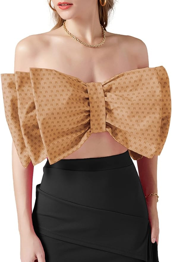 LYANER Women's Sexy Layer Bow Tie Tube Crop Top Sleeveless Strapless Print Party Fluffy Tank Top | Amazon (US)