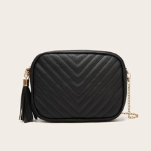 Mini Tassel Decor Chevron Quilted Chain Bag | SHEIN
