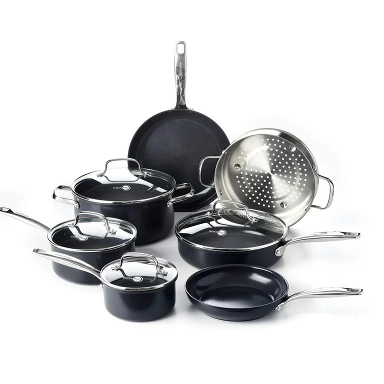 GreenPan Chatham Black Ceramic Nonstick 11-Piece Cookware Set | Walmart (US)