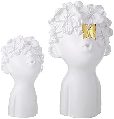 GAOBEI Home Decor Statues Sculptures Decoration Resin Figure Gift (White 2pcs) | Amazon (US)