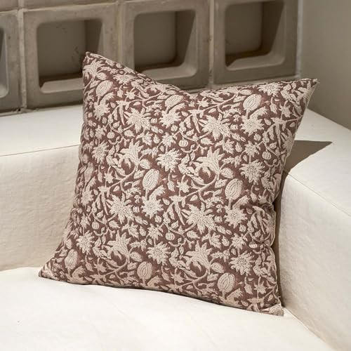 Amor Virisso Throw Pillow Covers 20x20 Floral Pillow Covers Block Print Farmhouse Neutral Pillow ... | Amazon (US)