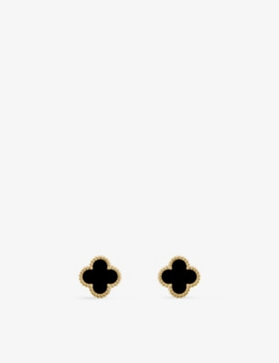 Sweet Alhambra yellow-gold and onyx earrings | Selfridges